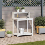 Potting Table with Shelves White 82.5x50x109.5 cm Solid Wood Pine 832408