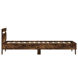 Bed Frame without Mattress with Headboard Smoked Oak 75x190 cm Small Single 838572