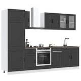 8 Piece Kitchen Cabinet Set Porto Black Engineered Wood 3314812
