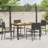 Garden Dining Set 5 pcs Black and Wood Poly Rattan 3365406