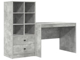 Desk with Drawer with Shelf with Storage 2 pcs Concrete Grey 3337356