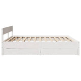 ZNTS Bed Frame without Mattress White 160x200 cm Solid Wood Pine 3301744