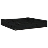 Sandbox with Seats Black Square Solid Wood Pine 825034