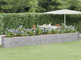 Garden Raised Bed Silver Powder-Coated Steel Large 318972