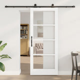 Sliding Door ORKDAL White 83 x 202 cm Solid Pine Wood and Glass 3332138