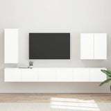 TV Wall Cabinet Set Wall-mounted 6 pcs High Gloss White 3408947