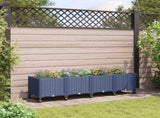 Garden Planter with Wheels Blue Grey 160 x 40 x 48 cm PP 3423135