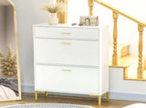 Three Drawer Slim Shoe Storage Cabinet, 12 Shoe Pairs - White T3398P343165