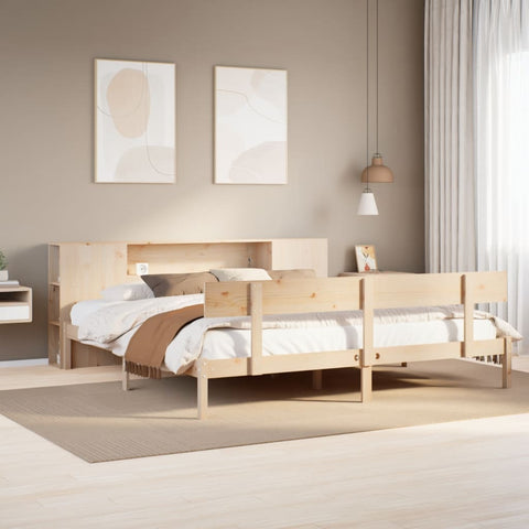 ZNTS Bookcase Bed without Mattress 180x200 cm Super King Solid Wood Pine 3321780