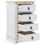 Bedside Table Corona White 53 x 39 x 84 cm Solid Pine Wood 42021190