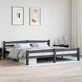Bed Frame Dark grey Solid pinewood, plywood Double Durable 322095
