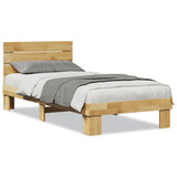 Bed Frame with Headboard without Mattress 100x200 cm Solid Wood Oak 3315720