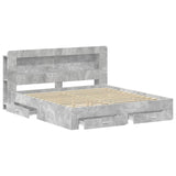 Bed Frame with Storage Concrete Grey 200 x 200 cm 3433901