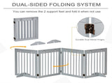 Freestanding Pet Gate 4 Panel Folding Wooden Dog Barrier w/ Support Feet T3398P349695