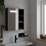 Bathroom Mirror Cabinet with LED Light Black 45x13x52 cm 357967