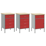 Work Cabinet with Drawer 3 pcs Red and Grey 150 x 55 x 85 cm 3321373