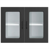 Kitchen Wall Cabinet with Glass Door Kalmar Black Engineered Wood 853608
