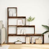 Room Divider Bookcase 4-Tier Smoked Oak 143.5x29x143.5 cm Engineered Wood 857998