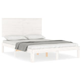 Bed Frame without Mattress White Small Double Solid Wood Pine 3193632
