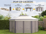 3 x 4m Garden Gazebo Hexagon Pop Up Gazebo Party Tent Canopy Double Roof Instant Shelter with T3398P315420