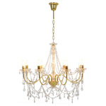 Chandelier with Beads Golden 8 x E14 Bulbs 281607