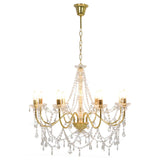 Chandelier with Beads Golden 8 x E14 Bulbs 281607