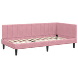 Corner Bed Frame with Headboard Pink 90 x 200 cm Velvet 42016351