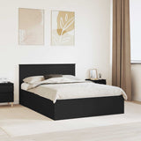 Bed Frame with Headboard Black 150 x 200 cm Engineered Wood 3408656