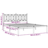 Metal Bed Frame without Mattress with Headboard Black 160x200cm 376131