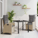 Garden Dining Set with Cushion 3 pcs Beige Poly Rattan 3380512