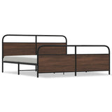 Metal Bed Frame without Mattress Brown Oak 193x203 cm 3318667