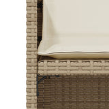 3 Piece Bistro Set with Cushions Beige Poly Rattan 365066