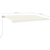 Retractable Awning Cream 500 x 300 cm Fabric and Aluminium 3068942