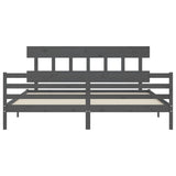 Bed Frame without Mattress Grey 200x200 cm Solid Wood 3195178