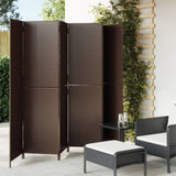 Room Divider 6 Panels Brown Poly Rattan 365353