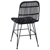 Dinning Chair 2 pcs Black 41 x 55 x 85 cm Rattan and Steel 42033207