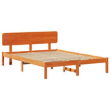 Bed Frame with Headboard Wax Brown 140 x 200 cm Solid Pine Wood 872106