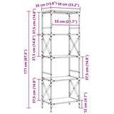 Bookcase 5-Tier Black 59x35x171 cm Engineered Wood 837622