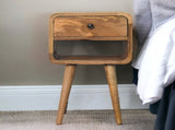 Solid Wood Mini Oak-ish Curve Lower Bedside, 1 Drawer and Open Slot B2743P402939