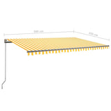 Freestanding Manual Retractable Awning 500x350 cm Yellow/White 3069858