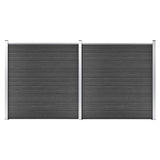 Fence Panel Set WPC 353x186 cm Black 3070429