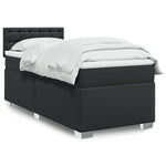 ZNTS Box Spring Bed with Mattress Black 90x200 cm Faux Leather 3286104