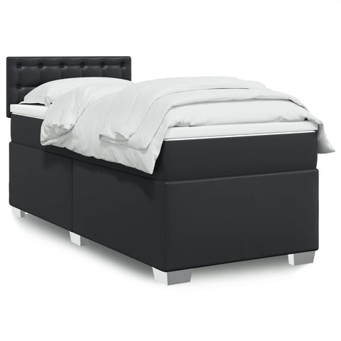 ZNTS Box Spring Bed with Mattress Black 90x200 cm Faux Leather 3286104