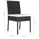 Dining Chair Set of 2 Black Poly rattan Standard Durable 317166