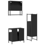 ZNTS 3 Piece Bathroom Furniture Set Black Engineered Wood 3214695