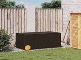 Garden Storage Box with Wheels Brown 190L Poly Rattan 365325