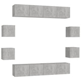 8 Piece TV Cabinet Set Concrete Grey Engineered Wood 3079068