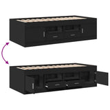 Daybed with Drawers without Mattress Black 90x190 cm Single 3280252