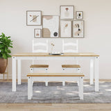 ZNTS Dining Table Panama White 180x90x75 cm Solid Wood Pine 4005710