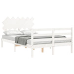 ZNTS Bed Frame without Mattress White Double Solid Wood 3195262